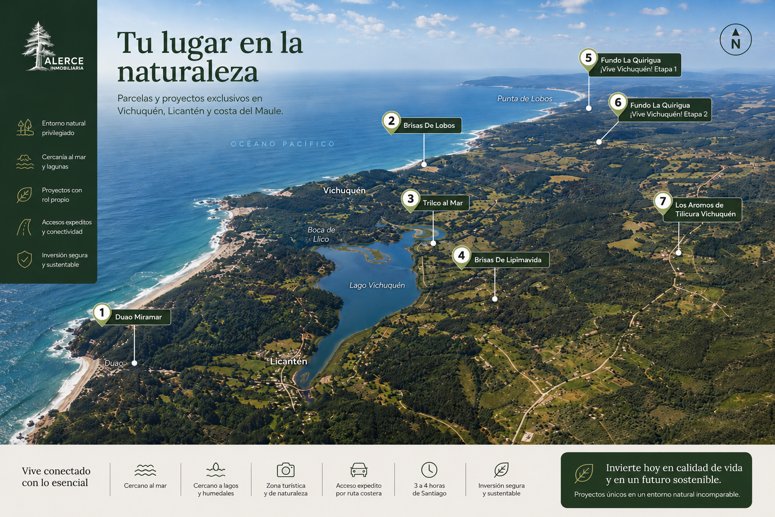 Mapa de ubicaciones - Proyectos Alerce en la Región del Maule